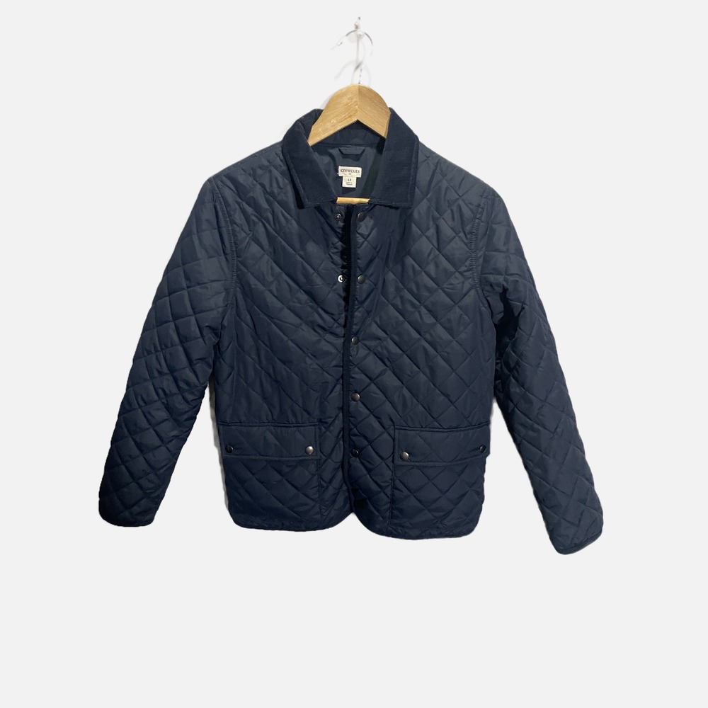 Crewcuts J.Crew Kids Navy Blue Quilted Barn Jacket Corduroy Collar Size 12